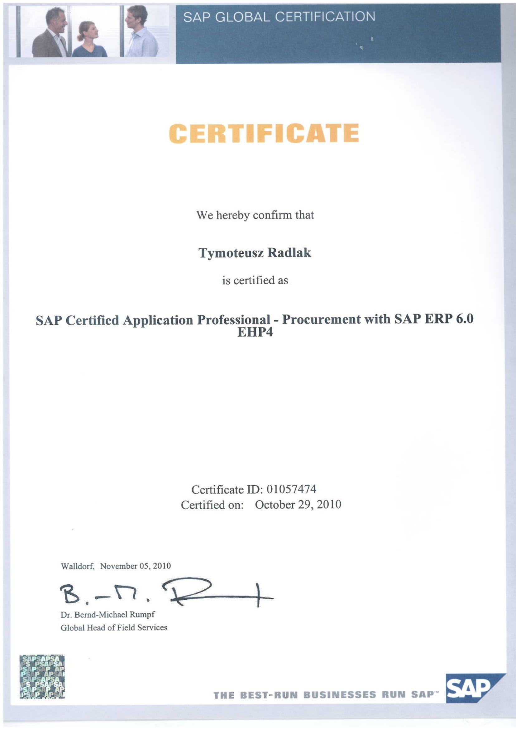 SAP Certified Application Professional - Procurement with SAP ERP 6.0 EHP4