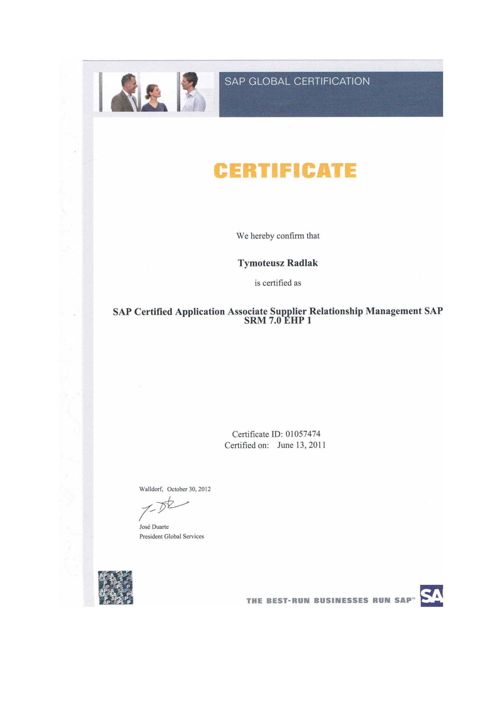 SAP SRM Certified Application Associate